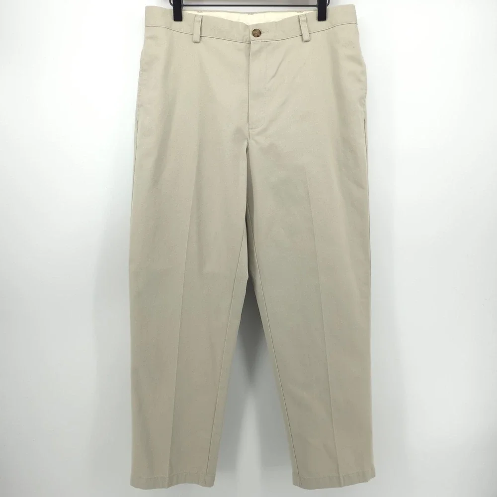 LL Bean Mens Chino Pants Classic Fit 33x29 Khaki Tan Cotton Trousers 212330